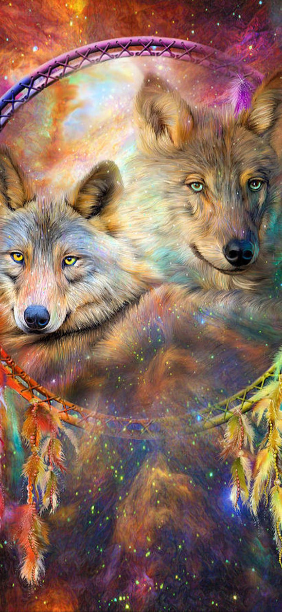 2 Wolfs Dreamcatcher- Full Drill Diamond Painting - Specially ordered for you. Delivery is approximately 4 - 6 weeks.