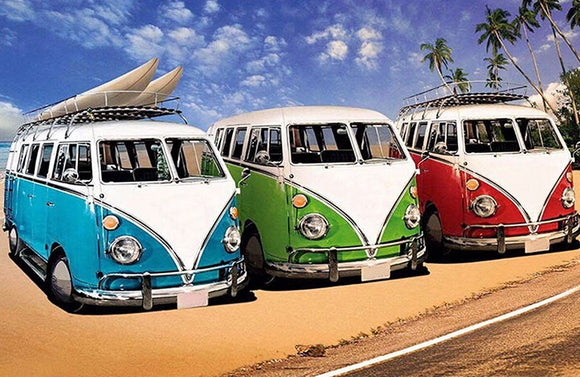 3 Kombi Vans - Full Drill Diamond Painting - Specially ordered for you. Delivery is approximately 4 - 6 weeks.