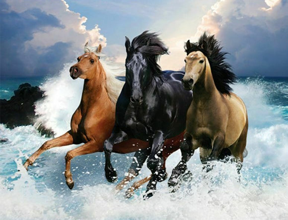 3 Horses Splashing - Full Drill Diamond Painting - Specially ordered for you. Delivery is approximately 4 - 6 weeks.
