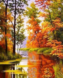 Autumn River 02   - Full Drill Diamond Painting - Specially ordered for you. Delivery is approximately 4 - 6 weeks.