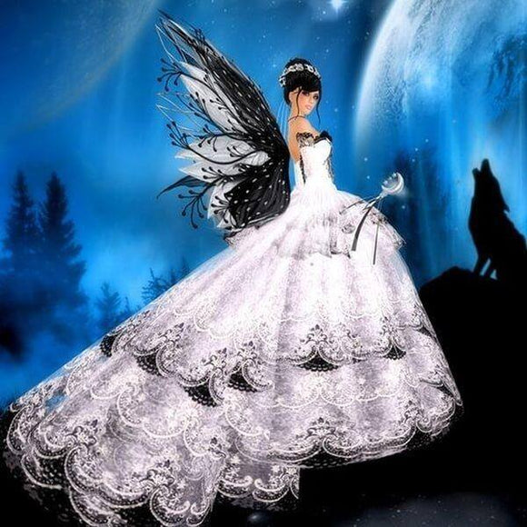 Special Order - Black and White Fairy with Wolf - Full Drill Diamond Painting - Specially ordered for you. Delivery is approximately 4 - 6 weeks.