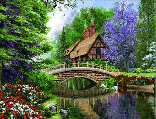 Bridge Over Peaceful Waters- Full Drill Diamond Painting - Specially ordered for you. Delivery is approximately 4 - 6 weeks.
