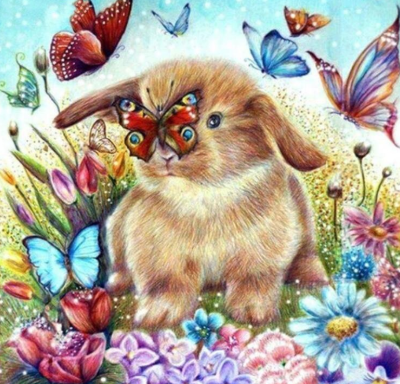 Special Order - Bunny and Butterflies - Full Drill Diamond Painting - Specially ordered for you. Delivery is approximately 4 - 6 weeks.