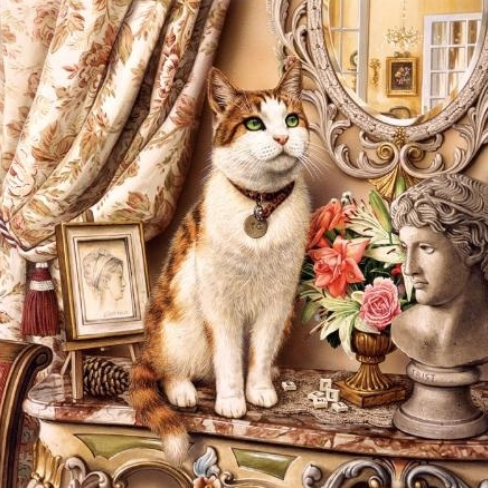 Special Order - Cat on Table - Full Drill Diamond Painting - Specially ordered for you. Delivery is approximately 4 - 6 weeks.