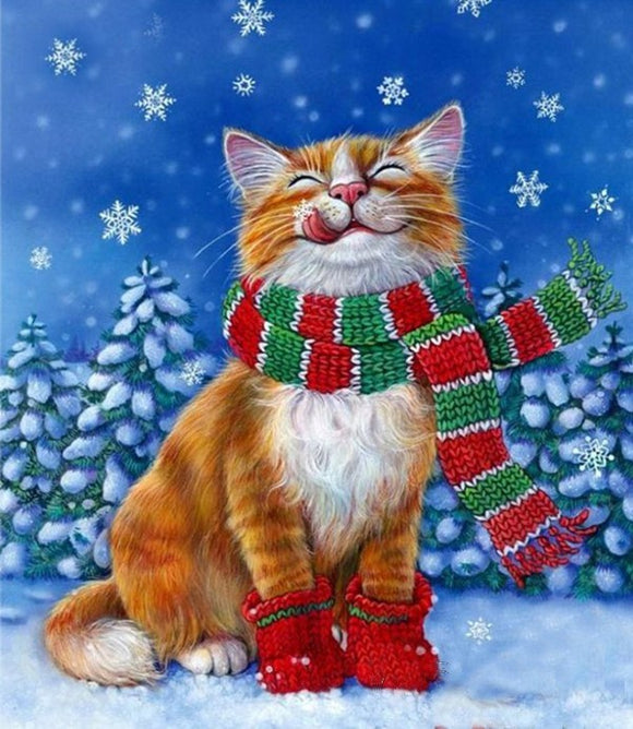 Special Order - Christmas Cat - Full Drill Diamond Painting - Specially ordered for you. Delivery is approximately 4 - 6 weeks.