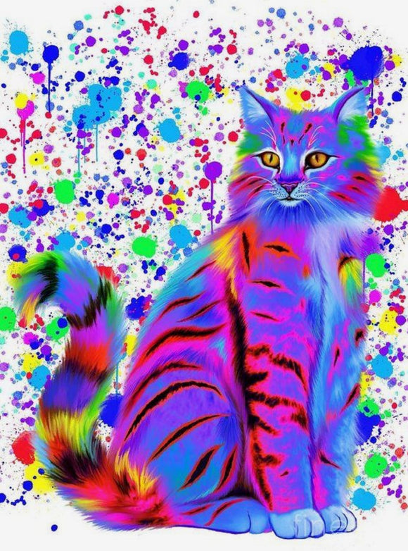 Colourful Cat- Full Drill Diamond Painting - Specially ordered for you. Delivery is approximately 4 - 6 weeks.