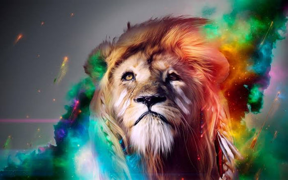 Colourful Lion  - Full Drill Diamond Painting - Specially ordered for you. Delivery is approximately 4 - 6 weeks.