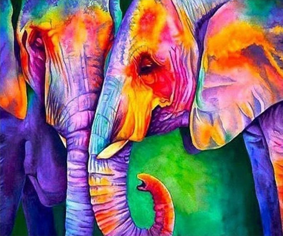 Special Order - Colourful Pair of Elephants - Full Drill Diamond Painting - Specially ordered for you. Delivery is approximately 4 - 6 weeks.