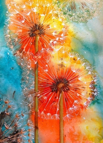 Dandelions In Orange- Full Drill Diamond Painting - Specially ordered for you. Delivery is approximately 4 - 6 weeks.