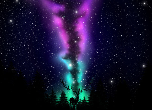 Deer With Northern Lights  - Full Drill Diamond Painting - Specially ordered for you. Delivery is approximately 4 - 6 weeks.
