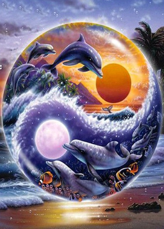 Dolphins 06- Full Drill Diamond Painting - Specially ordered for you. Delivery is approximately 4 - 6 weeks.