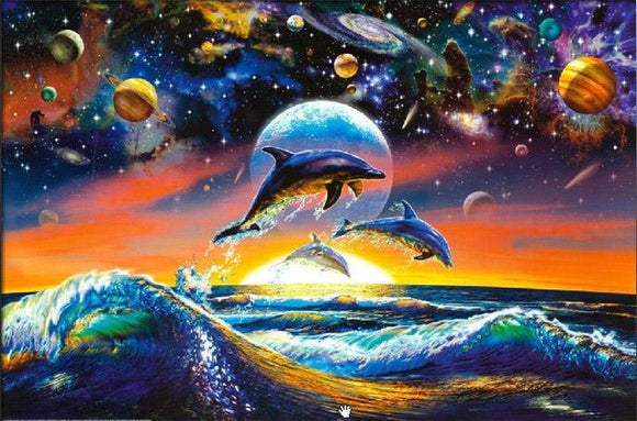 Dolphins And Planets- Full Drill Diamond Painting - Specially ordered for you. Delivery is approximately 4 - 6 weeks.