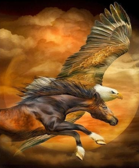 Eagle Sky Horse- Full Drill Diamond Painting - Specially ordered for you. Delivery is approximately 4 - 6 weeks.