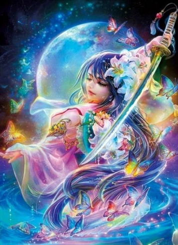 Fairy And Sword- Full Drill Diamond Painting - Specially ordered for you. Delivery is approximately 4 - 6 weeks.
