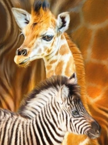 Giraffe And Zebra- Full Drill Diamond Painting - Specially ordered for you. Delivery is approximately 4 - 6 weeks.