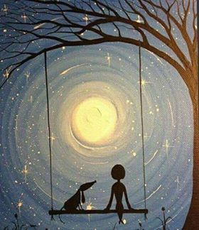 Girl And Dog On Swing- Full Drill Diamond Painting - Specially ordered for you. Delivery is approximately 4 - 6 weeks.