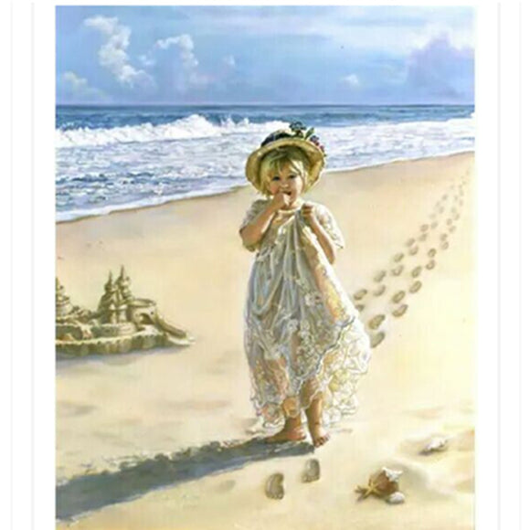 Girl On Beach- Full Drill Diamond Painting - Specially ordered for you. Delivery is approximately 4 - 6 weeks.