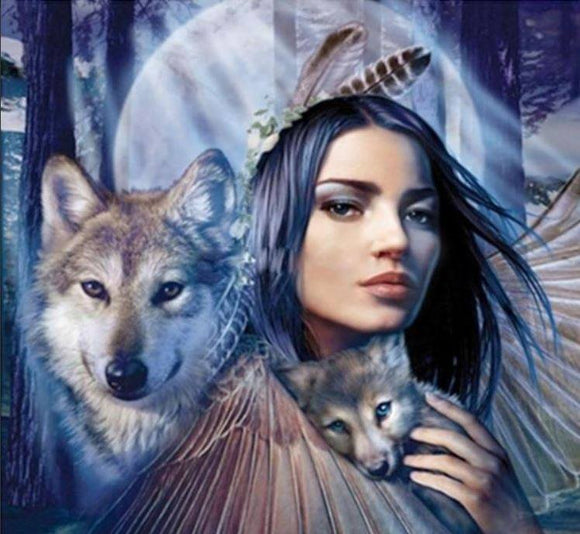 Special Order - Girl with Wolves - Full Drill Diamond Painting - Specially ordered for you. Delivery is approximately 4 - 6 weeks.