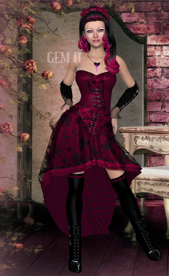 Gothic Lady in Crimson. Full Drill Diamond Painting - Specially ordered for you. Delivery is approximately 4 - 6 weeks.