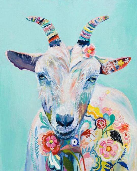 Hippy Goat- Full Drill Diamond Painting - Specially ordered for you. Delivery is approximately 4 - 6 weeks.