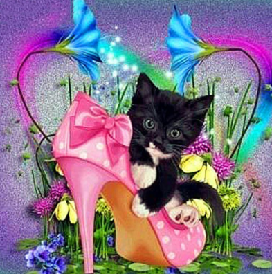 Special Order - Kitten in Shoe - Full Drill Diamond Painting - Specially ordered for you. Delivery is approximately 4 - 6 weeks.