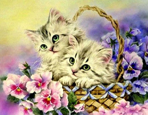 Kittens In A Basket-  Full Drill Diamond Painting - Specially ordered for you. Delivery is approximately 4 - 6 weeks.