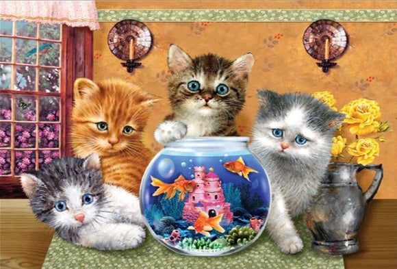 Special Order - Kittens with Fish Bowl - Full Drill Diamond Painting - Specially ordered for you. Delivery is approximately 4 - 6 weeks.