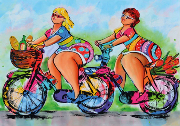 Ladies on a Push Bike - Full Drill Diamond Painting - Specially ordered for you. Delivery is approximately 4 - 6 weeks.