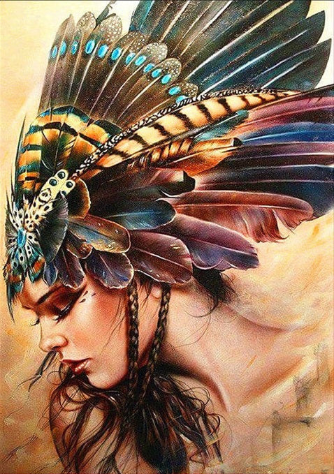 Lady in Head Dress- Full Drill Diamond Painting - Specially ordered for you. Delivery is approximately 4 - 6 weeks.