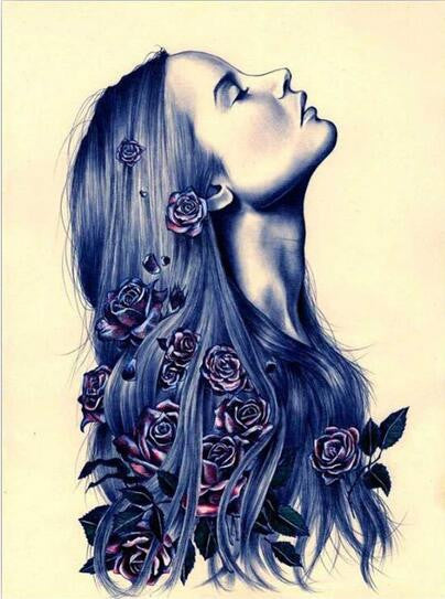 Lady with Roses in Hair - Full Drill Diamond Painting - Specially ordered for you. Delivery is approximately 4 - 6 weeks.