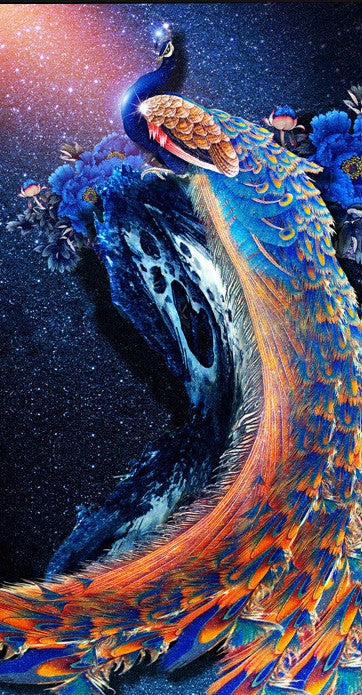 Special Order - Orange and Blue Peacock - Full Drill Diamond Painting - Specially ordered for you. Delivery is approximately 4 - 6 weeks.