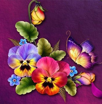 Special Order - Pansies and Butterfly - Full Drill Diamond Painting - Specially ordered for you. Delivery is approximately 4 - 6 weeks.