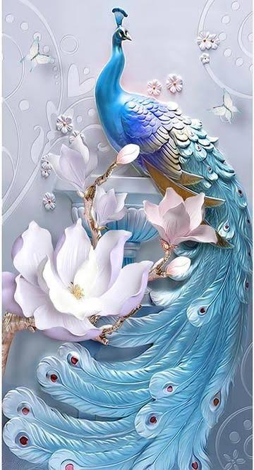 Peacock With Flowers- Full Drill Diamond Painting - Specially ordered for you. Delivery is approximately 4 - 6 weeks.