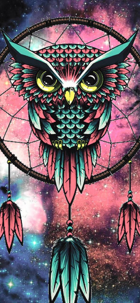 Pink And Blue Owl Dreamcatcher- Full Drill Diamond Painting - Specially ordered for you. Delivery is approximately 4 - 6 weeks.