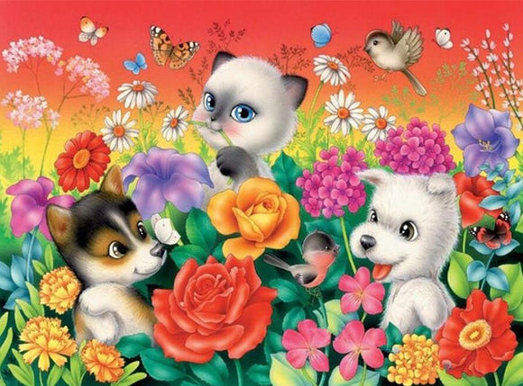 Playful Pups- Full Drill Diamond Painting - Specially ordered for you. Delivery is approximately 4 - 6 weeks.