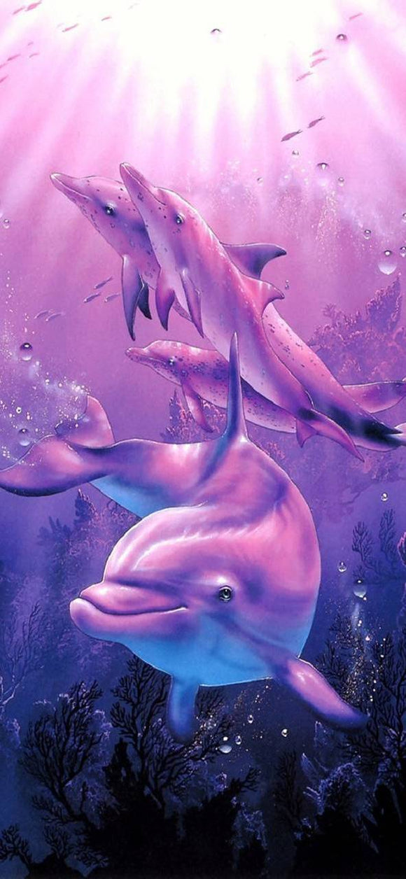 Purple Dolphins - Full Drill Diamond Painting - Specially ordered for you. Delivery is approximately 4 - 6 weeks.