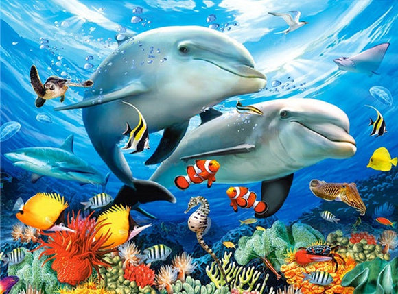 Sea Dolphins- Full Drill Diamond Painting - Specially ordered for you. Delivery is approximately 4 - 6 weeks.