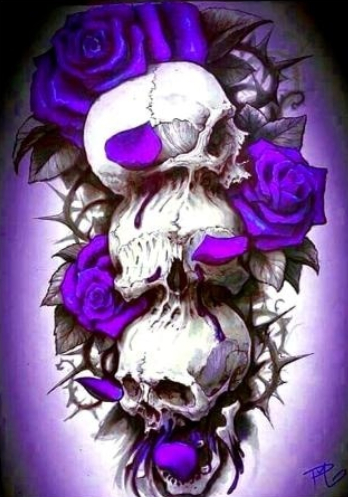 Skulls and Roses in Purple- Full Drill Diamond Painting - Specially ordered for you. Delivery is approximately 4 - 6 weeks.