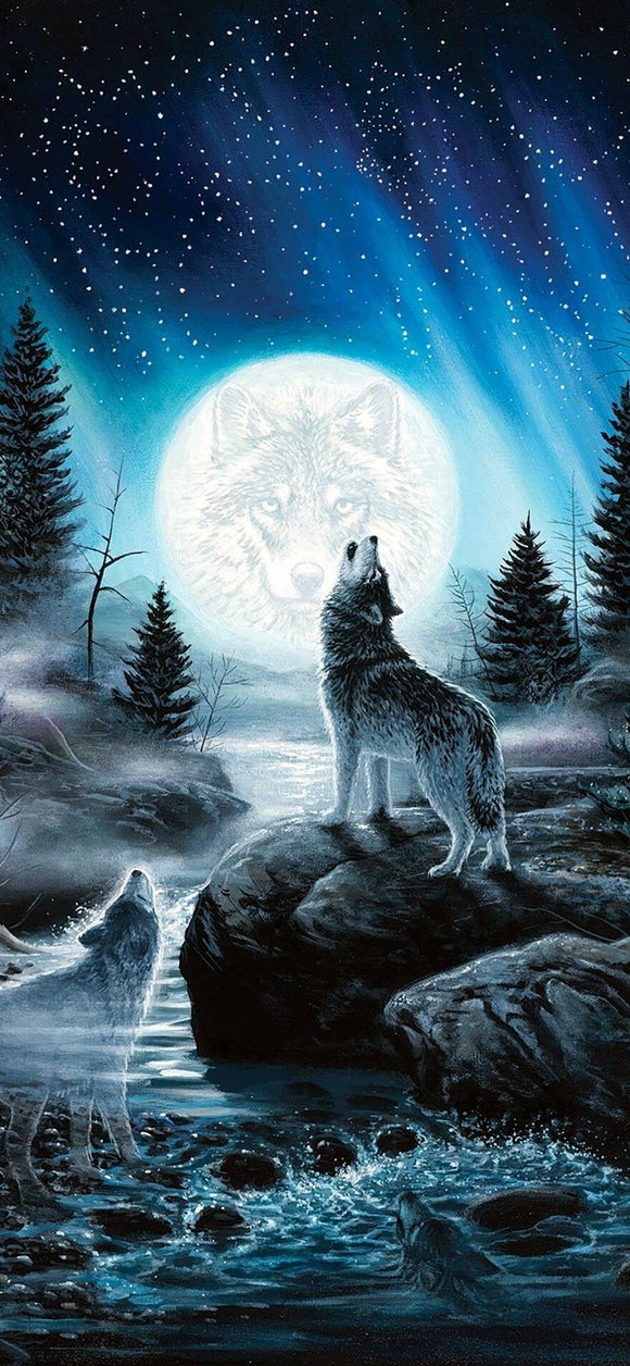 Star Howling Wolfs- Full Drill Diamond Painting - Specially ordered for you. Delivery is approximately 4 - 6 weeks.