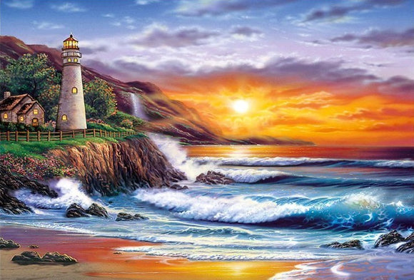 Special Order - Sunset Light House and Beach - Full Drill Diamond Painting - Specially ordered for you. Delivery is approximately 4 - 6 weeks.