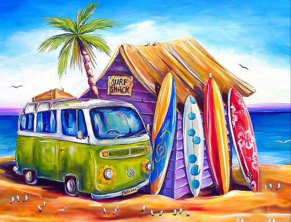 Surf Shack- Full Drill Diamond Painting - Specially ordered for you. Delivery is approximately 4 - 6 weeks.