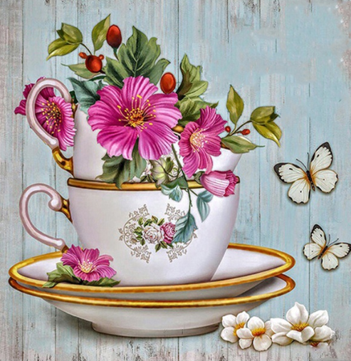 Special Order - Teacup and Flowers - Full Drill Diamond Painting - Specially ordered for you. Delivery is approximately 4 - 6 weeks.