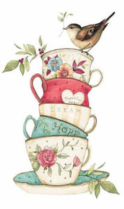 Tea Cups And Bird- Full Drill Diamond Painting - Specially ordered for you. Delivery is approximately 4 - 6 weeks.
