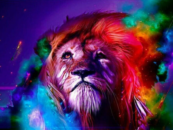 Ultra Coloured Lion- Full Drill Diamond Painting - Specially ordered for you. Delivery is approximately 4 - 6 weeks.