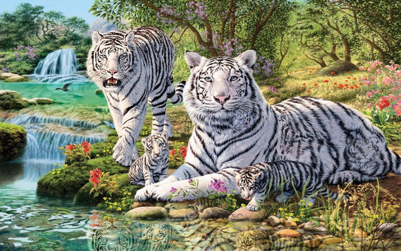 Special Order - White Tiger Family- Full Drill Diamond Painting - Specially ordered for you. Delivery is approximately 4 - 6 weeks.