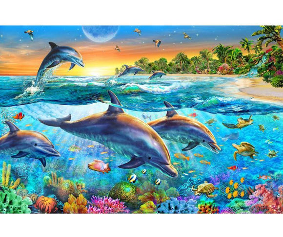 Dolphins Underwater World- Full Drill Diamond Painting - Specially ordered for you. Delivery is approximately 4 - 6 weeks.