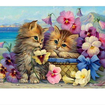 Flowers And Cat- Full Drill Diamond Painting - Specially ordered for you. Delivery is approximately 4 - 6 weeks.