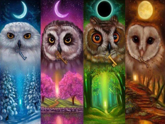 Four Seasons Owls- Full Drill Diamond Painting - Specially ordered for you. Delivery is approximately 4 - 6 weeks.