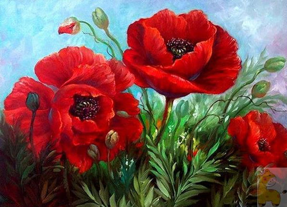 Poppies - Full Drill Diamond Painting - Specially ordered for you. Delivery is approximately 4 - 6 weeks.