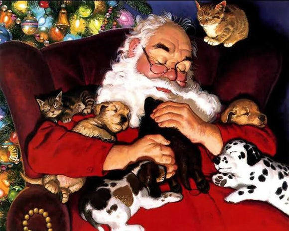 Santa Puppies- Full Drill Diamond Painting - Specially ordered for you. Delivery is approximately 4 - 6 weeks.